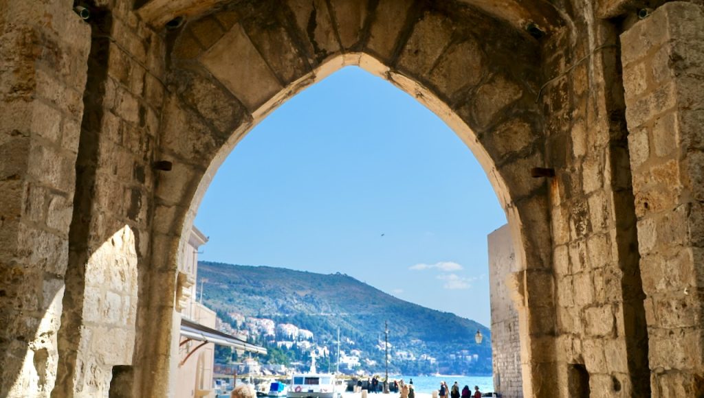 Ancient gateway to Dubrovnik’s wall facing the Adriatic Sea